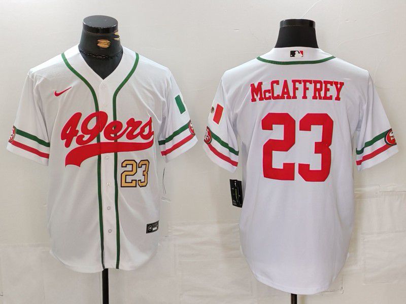 Men San Francisco 49ers #23 Mccaffrey White Joint Name 2024 Nike Limited NFL Jersey style 2
